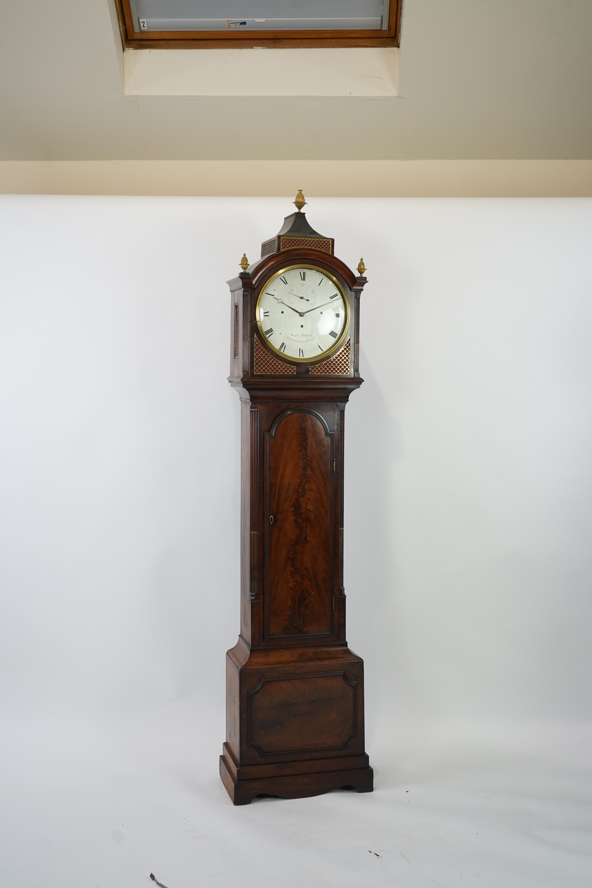 A George III mahogany and brass mounted longcase regulator by S & C Joyce, Lombard Street, London